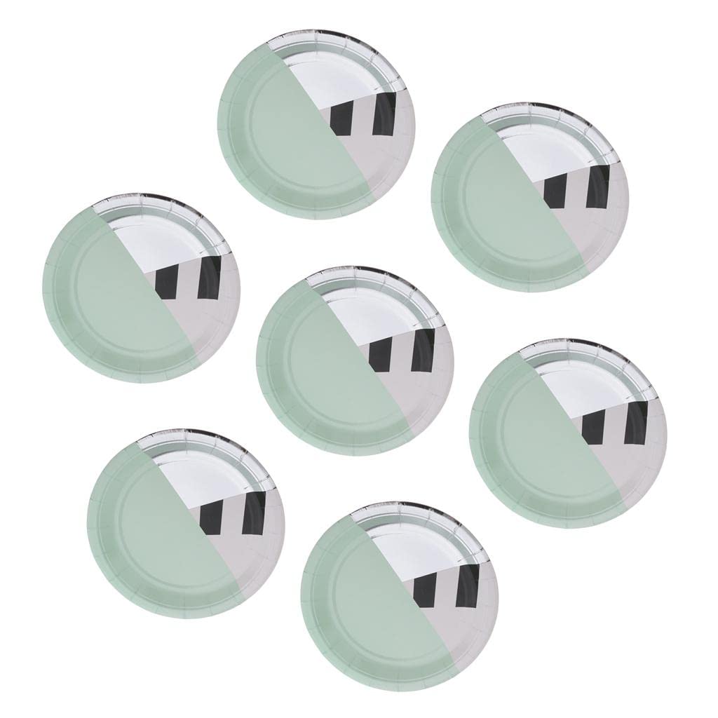 CALANDIS 8/Set Party Paper Plates Disposable Tableware Mint Color Blocking Prints