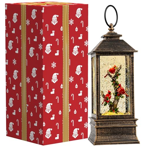 Linterna iluminada con cardenal de Navidad el regalo ideal de invierno 7