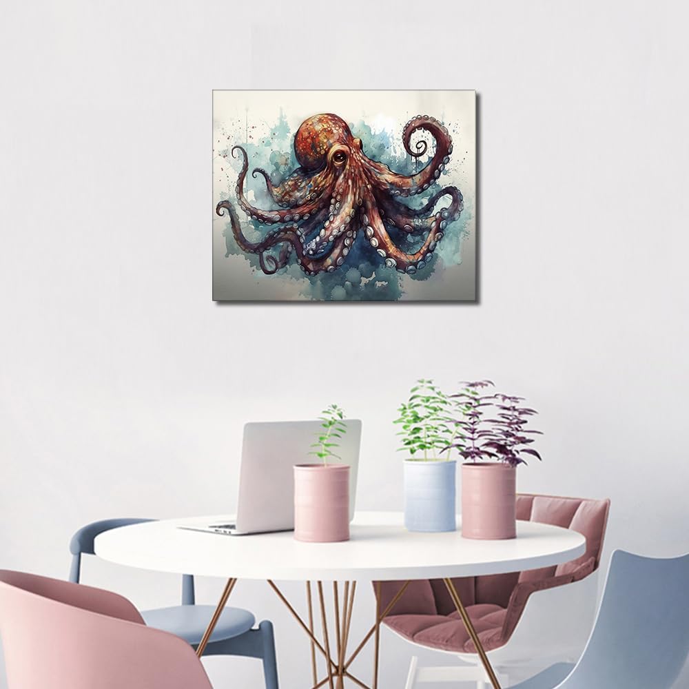 TUMOVO DIY Paint by Number Octopus and Tentacles of Octopus Paint by Numbers for Adults Abstract Adult Paint by Numbers Kids on Canvas Wall Art Paint by Numbers for Adults Beginner Framed 16x20 inch