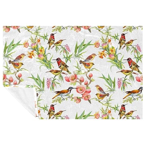 Couverture douce oiseau exotique camélia rose contre le froid