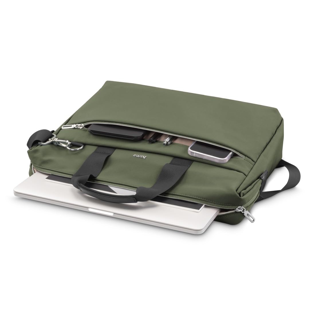 Hama | Maletín para portátil 13,3 pulgadas (funda protectora ordenador resistente acolchada compartimento tablet 12,9 bolso portátil 14,1 pulgadas bandolera ajustable ligera trabajo 10 litros) verde