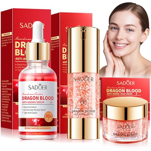 Crema Sangre de Dragon 3 Piezas, Crema Anti-Edad+Suero Antiarrugas Sangre de Dragón+crema Hidratante, Dragon 's Blood Easy Cream, Reafirmante, Piel Hidratante, Ilumina el Tono de la Piel
