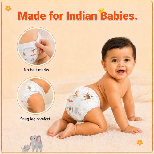 Image of Pro-ease Lovingle Luxury Baby Diaper|Pant Style Diaper for Baby|Diaper M size|2X Absorption*IAdvanced Leakage Protection|Wetness Indicator|Easy Throw Tape|7-12 kg|25(23+2Free) Pieces (Pack of 4)