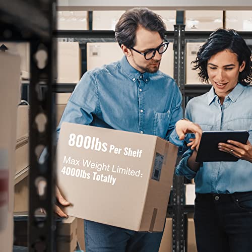 Workpro 5-Tier Metal Storage Shelving Unit, 48”W X 24”D X 72”H, Adjustable Storage Rack Heavy Duty Shelf, 4000 Lbs Load Capacity (Total), For Garage, Kitchen, Bathroom, Warehouse, Black/Sliver #TOP6