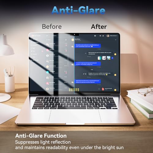 Image of Mamol 2 Pack Anti Blue Light Screen Protector for MacBook Air 13.6 /13 Inch (2022-2026, M2, M3, M4, M5), Eye Protection Filter, Anti Glare