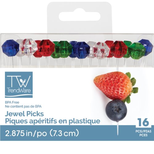 Creative Converting 16 Count Diamond Shaped Plastic Picks, Mini, Assorted Colors