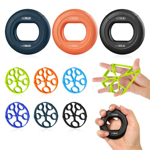 Flintronic Griffkraft Trainer Set Handtrainer Fingertrainer für Männer Frauen 9 Stück Fingertrainer & Unterarmtrainer mit 3 Stärken Grip Ring Hand & Unterarm Training Stil-C