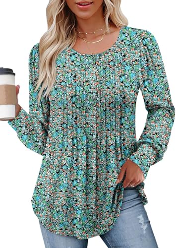 BETTE BOUTIK Long Sleeve Shirts for Women Fall Tops Dressy Blouses Crewneck Tunic Tops for Leggings S-3XL