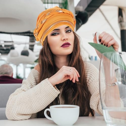 Hijab Turban Braid Hats for Women Girls Beanies Bandana Headwrap Cap Beanies Headwear Headscarf Turban Hat4