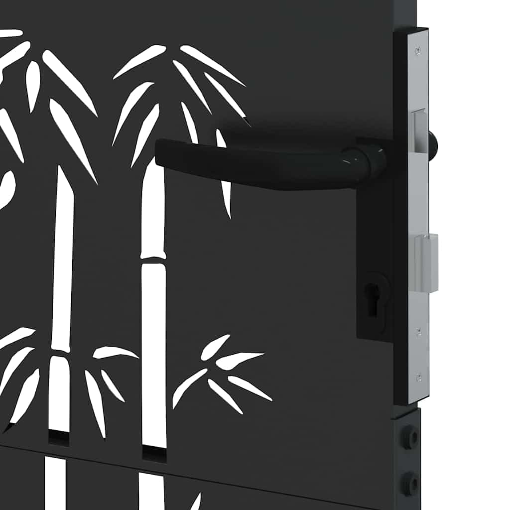 vidaXL Puerta de jardín con Cerradura Negro 85 x 200 cm, Puerta Rectangular de Metal Duradera, Barrera Exterior Elegante, Resistente al óxido, diseño Moderno