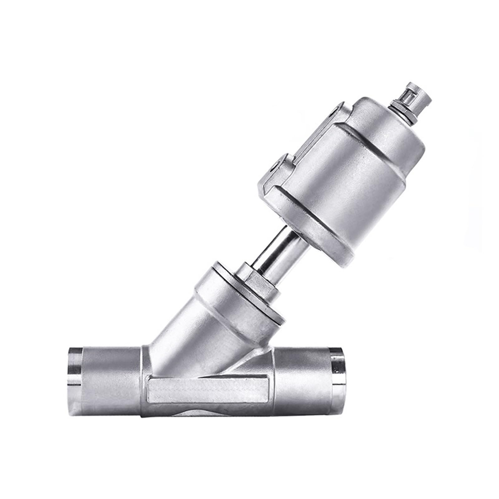 Vanne pneumatique à siège angulaire 1 pouce inox 304 gaz 16 bars double acting