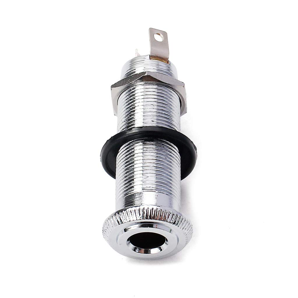 Alnicov Electric Guitar Cylinder Clip End Pin Mono Panel Output Jack Socket 6.35MM?Chrome