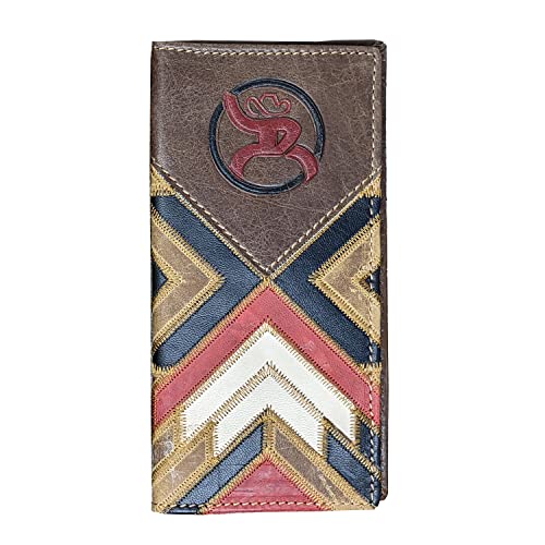 HOOEY Leather Men's Western Rodeo Wallet (Patchwork - Red/Black)
