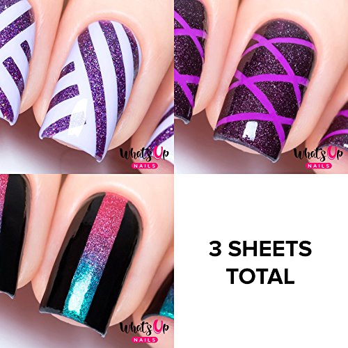 Whats Up Nails - Skinny Straight Vinyl Tape Stencils for Nail Art Design (2 Sheets, 624 Strips Total) image 4