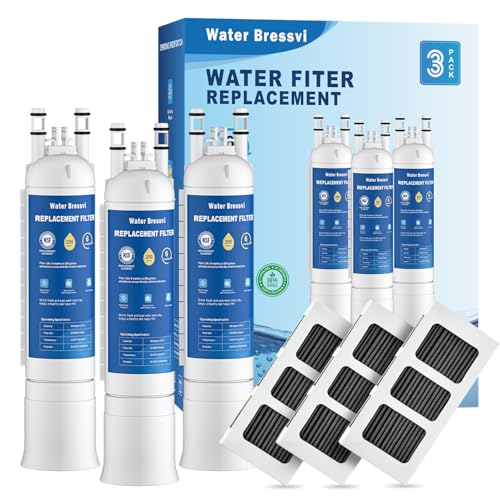 Water Bressvi Water Filter Replacement Compatible with Frigidaire FPPWFU01 FPPWFU01 PurePour PWF-1 PureAdvantage PWF-1 Water Filter and PureAir Ultra II PAULTRA2 Air Filter Combo (3+3)