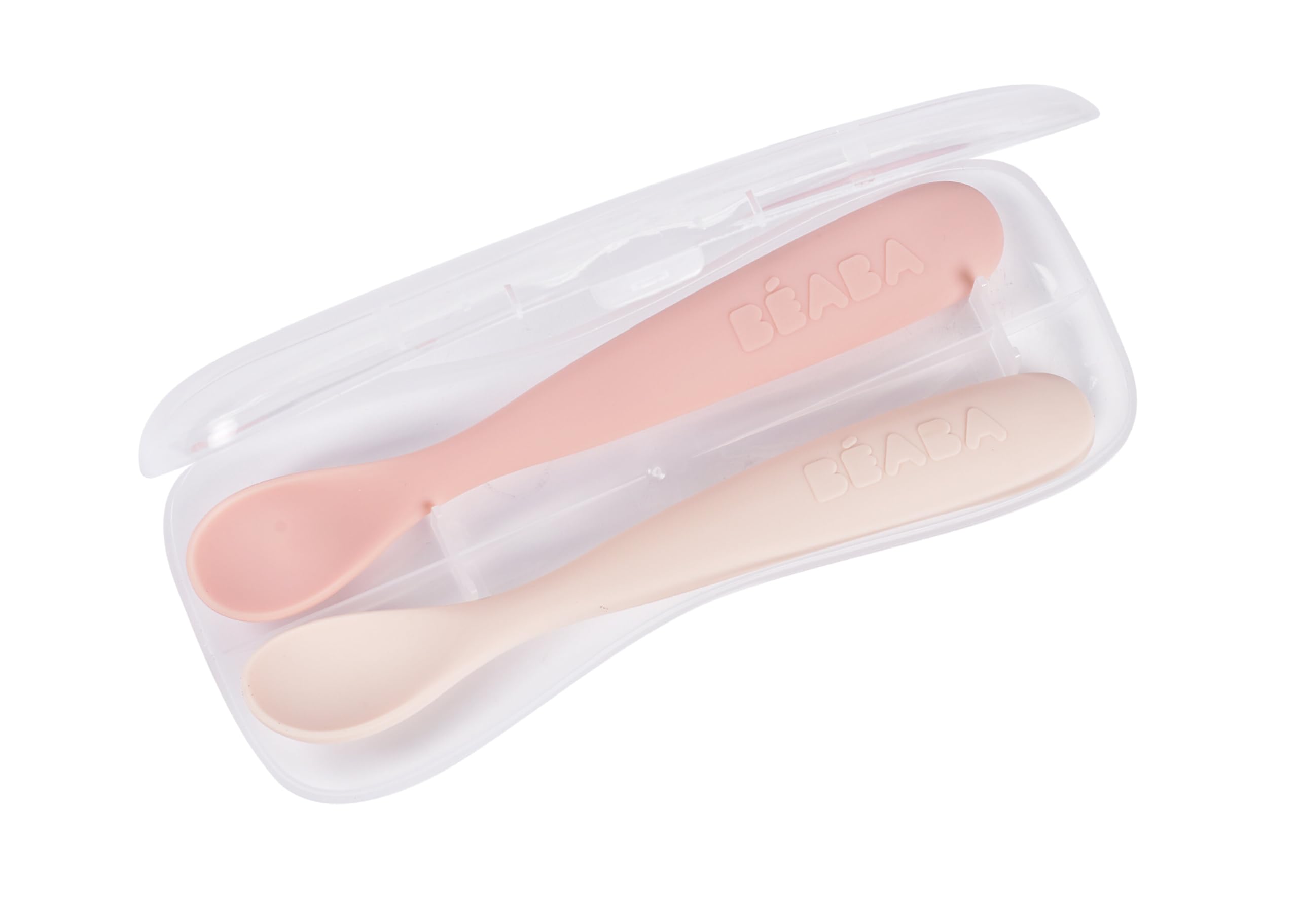 BÉABA Set of 2 Silicone Spoons for Baby/Infant Early Age, from 4 Months, Soft Rounded Tip, Long Ergonomic Handle, Travel Case - Image 2