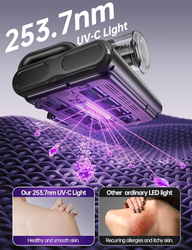 Image of Mattress Vacuum Cleaner Corded | Dual Brush Roll, 25kPa Suction, 100% Dust & Allergens Removal, UV-C Light, 140℉ High Heating, Handheld Bed Vacuum Cleaner for Fabric, Couch, Crib, Pet Hair