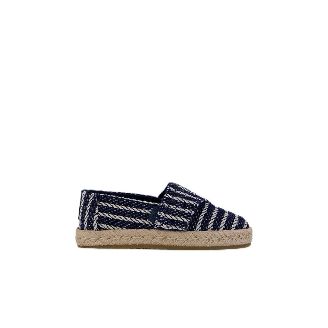 TOMS Youth Boy's Alpargata Rope 2.0 Espadrille Loafer Flat, Navy Nautical Stripe, 3.5 UK