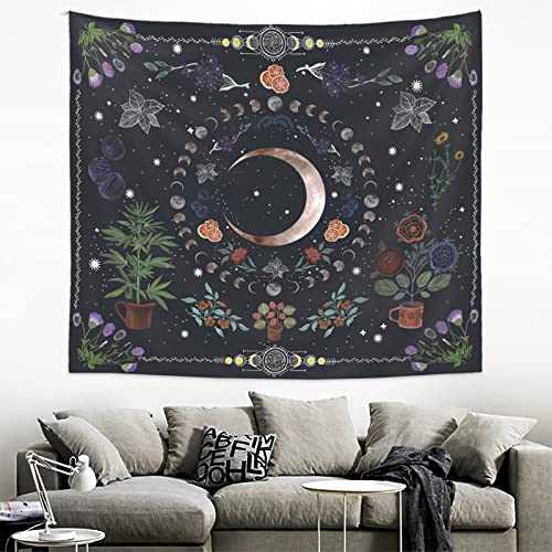 50% Off LINICE Boho Plant Moon Phase Wall Tapestry