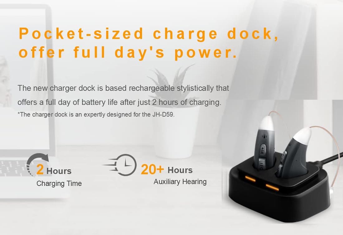 JINGHAO Amplificateur De Son Rechargeable - Paire d'amplificateurs sonores personnels pour contours d'oreille (grey1)