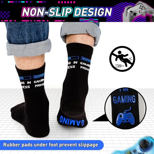 UEOTO DO NOT DISTURB I'M GAMING Socks with Grips, Gamer Gifts for Men, Gaming Socks Novelty Gifts for Teenage Boys, Men 9-12 UK, Christmas Birthday Gifts — photo 5