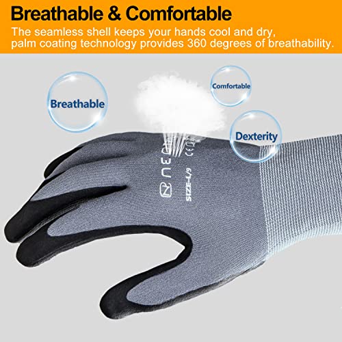 Safety Work Gloves MicroFoam Nitrile Coated-3/6/12/36 Pairs,Breathable Nylon Working Gloves for Men Women - Image 4