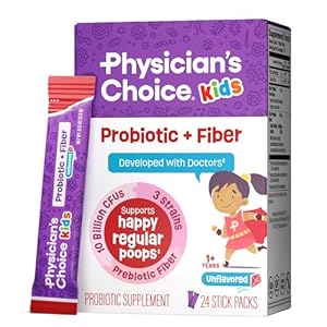 Physician’s Choice Kids Probiotic + Prebiotic Fiber Packets (Ages 1+) – Supports Regularity, Occasional Constipation & A Healthy Digestive System – No Allergens or Preservatives – Unflavored – 24 Pack