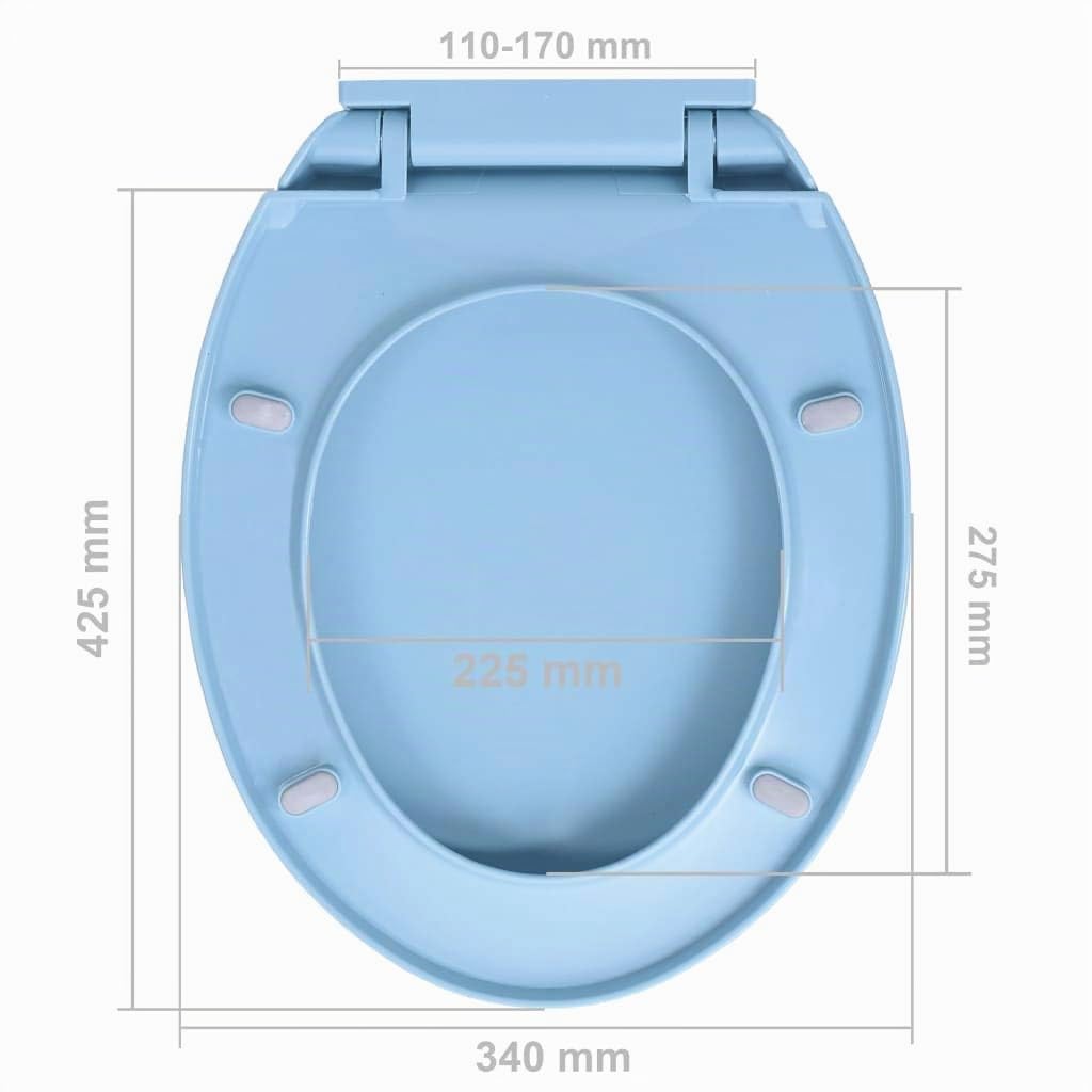 Festnight Tapa y Asiento de Váter con Cierre Suave Ovalada Asiento de Inodoro Universal Azul 46 x 34 cm