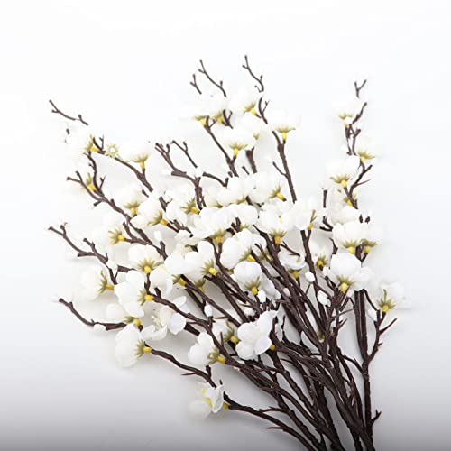 LGEGE Artificial White Plum Blossom 6 Pcs,Fake Flowers Silk Fabric Simulation Flowers Bouquet for Home Kitchen Office Hotel Decoration Floral Arrangement Centerpieces for Table - Image 4