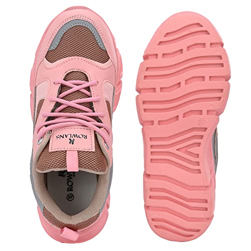 Image of ROWLANS Women's Synthetic Leather Stylish /Comfortable /Running /Gym Lace-Ups Sports Shoes