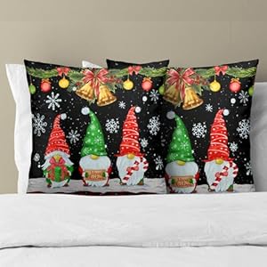 Merry Christmas Throw Pillow Covers Set of 2 Black Gnomes Pillowcases 18x18 Inch Holiday Decorative Throw Cushion Case for Home Sofa Couch Merry Christmas Throw Pillow Covers Set of 2 Black Gnomes Pillowcases 18×18 Inch Holiday Decorative Throw Cushion Case for Home Sofa Couch