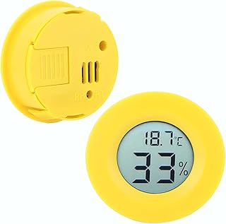 Termómetro, higrómetro, minicircular digital, LCD integrado, higrómetro, medidor de humedad y temperatura para interiores (carcasa amarilla)
