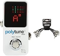 Vista 1 de TC Electronic POLYTUNE 3 Mini Mini Afinador polifónico con múltiples modos de sintonización y búfer BONAFIDE integrado, blanco y cable de conexión