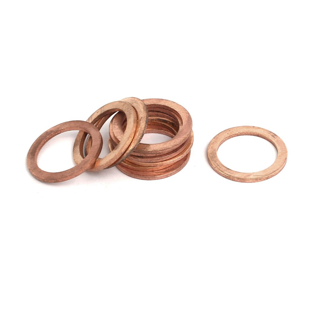 Sourcingmap 10pcs 18mmx24mmx1.5mm Copper Flat Ring Sealing Crush Washer Gasket