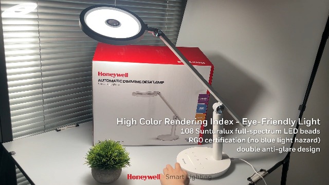Lampada Da Tavolo LED Honeywell H4 Sunturalux - Dimmerabile, 3 Colori, 5 Luminosità, Antiaffaticamento Per Studio E Ufficio