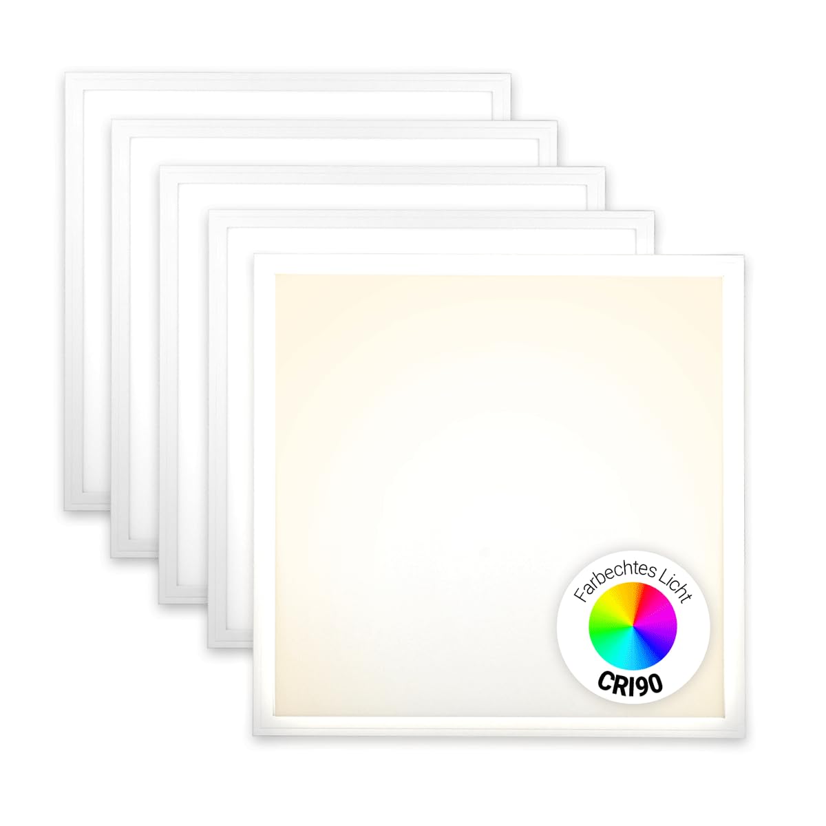 5x LED Panel 62x62 Neutralweiß 4000K 40W CRI90