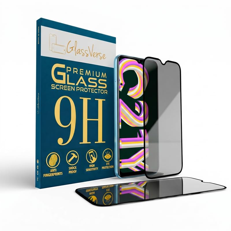 Image of GlassVerse Privacy Tempered Glass for Realme C21Y | Anti Spy Screen Protector, 9H Hardness, Edge to Edge, Case Friendly, Hassle-less Installation Kit Included. (Pack of 2)