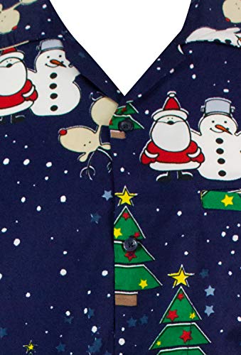 King Kameha Funky Hawaii overhemd, korte mouwen, voorzak, voor vrije tijd met rendier- en kerstman-opdruk - Image 5