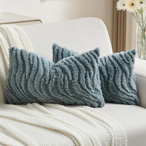 FUTEI Blue Decorative Throw Pillow Covers 12x20 Inch Set of