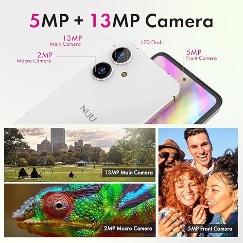 NUU N10 Basic Cell Phone for T-Mobile, Mint, Metro, Qlink, Tello and More 4GB/128GB, Perfect for Teenagers, Dual SIM 4G, Octa-Core 6.6" 90Hz HD+, Unlocked Phones Android Phone 15, US Warranty (White) - 4