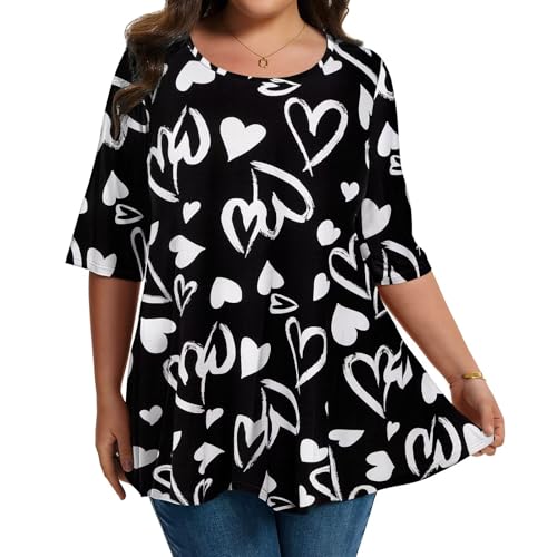 LARACE Elbow Sleeve Plus Size Tops for Women Round Neck Women's Half Sleeves Tunic Spring Summer Fall Clothes Shirts Blouse4