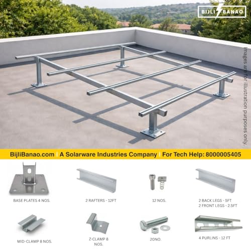 Image of SW-3K-MAX-HDG (6P) 3kVA Lithium Solar Upgrade Kit | UTL Gamma Plus 3400 r-MPPT PCU + 25.6V 100Ah LiFePO4 Battery + Heavy Duty Hot-Dip GI 6-Panel Structure | (Panels Not Included)