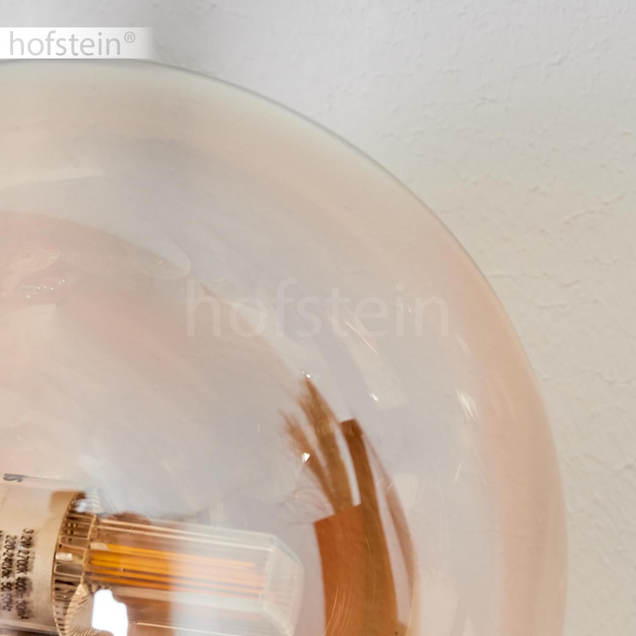 Wandleuchte Chehalis, Wandlampe aus Metall/Glas in Schwarz/Bernsteinfarben, Leuchte im Retro/Vintage-Design mit Schirmen aus Glas (Ø 10 cm) u. An/-Auschalter am Gehäuse, 2 x G9, ohne Leuchtmittel