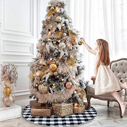 White And Black Plaid Tree Skirts Small 36 Inches Xmas Buffalo Checked Tree Skirts For Christmas Tree Skirts New Year Party Outdoor Decoration #TOP3