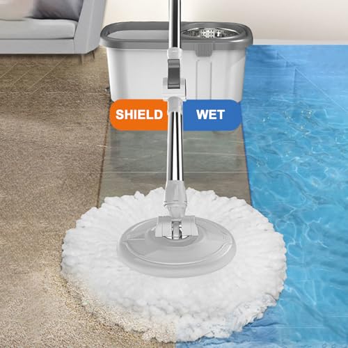 Wischeimer Set, Rotierender Bodenreinigungstupfer, Smart Cleansing Companion, Haushaltsreinigungswerkzeug, 2 Ersatzköpfe, Easy-Wring-Design für Küche, Bad, Wohnzimmer – Bild 5