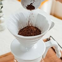 Vista 3 de Hario V60 juego básico para servir café con gotero, servidor de vidrio, cuchara y filtros, tamaño 02, gris pálido