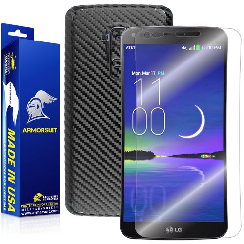Armorsuit MilitaryShield Black Carbon Fiber Skin Wrap Film + HD Clear Screen Protector for LG G Flex - Anti-Bubble Film