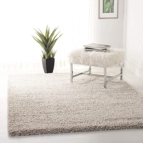 Image of Solid Shaggy Carpets and Rugs for Bedroom Drawing Room 9x12 Feet Light Beige Color
