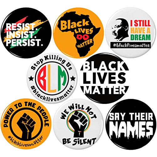 BLACK LIVES MATTER 8 PCS 1.25” (32mm) Pinback Buttons Badges Pins, Raised Fist Enamel Lapel Pin for Jackets, Backpacks, Bags
