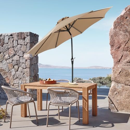 Image of OLIXIS 9FT Outdoor Patio Umbrella, Patio Table Umbrella 9 Feet Sun Shade for Pool, Beach, Umbrellas with Tilt and Crank & Sturdy Ribs Waterproof for Outside Deck, Terrace and Restaurant